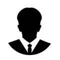 Profile anonymous face icon. Gray silhouette person. Male businessman profile default avatar. Photo placeholder. Isolated on white