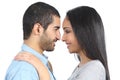 Profile of an arab couple looking each other