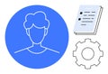 User Profile with Document and Gear Representing Account Settings and Workflow Optimization Royalty Free Stock Photo