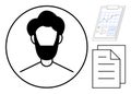 Profile Avatar with Clipboard and Document Indicating Professional Documentation and Analytics Royalty Free Stock Photo