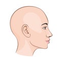 Profile bald female girl clean skin vector illustration