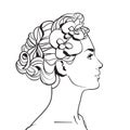 Profile Of Beautiful Woman With Elegant Hairstyle Sketch Female Face On White Background Royalty Free Stock Photo