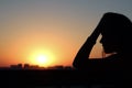 Profile of a beautiful young girl in meditations and reflections Royalty Free Stock Photo