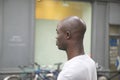 Profile of black man walking down street, Paris, France