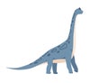 Profile of brachiosaurus dino. Extinct dinosaur of ancient jurassic period. Prehistorical character. Colored flat