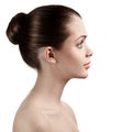 Profile charming woman with bared shoulders