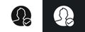 Profile check icon linear graphics set vector in black Royalty Free Stock Photo