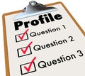 Profile Clipboard Checklist Questions Asking Personal Data Infor