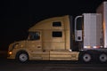 Profile-of-contemporary-elegance-semi-truck-with- night-lights-reflection
