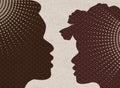 Profile drawn silhouettes - African man and Woman