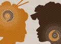 Profile drawn silhouettes - Asian and African women