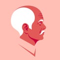 Profile of an elderly Latin American with a mustache. The grandfather`s face