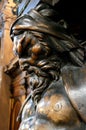 Profile of a faun carved in a wooden fireplace in Villa Bagatti-Valsecchi