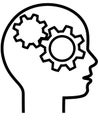 Profile of Gear Head Brain Thinker Outline