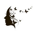 Profile of a girl with butterflies. Royalty Free Stock Photo