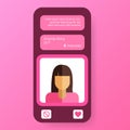 Profile girl dating app user interface mockup