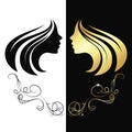 Profile girl gold color silhouette