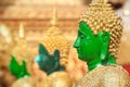 Profile of green Buddha statue at Wat Phra That Doi Suthep, Chiang Mai, Thailand Royalty Free Stock Photo