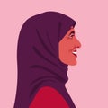 Profile of a happy muslim woman. Side view of an Arab grandmother.