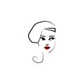 Profile hat, girl icon. Element of beautiful girl in a hat icon for mobile concept and web apps. Thin lin Profile hat, girl icon c