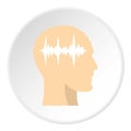 Profile of the head with sound wave inside icon