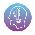 Profile human with fever and thermometer block style icon