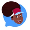 Profile Icon African American Female Head In Chat Bubble Isolated, Woman Avatar Cartoon Character Portrait