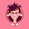 Profile Icon Female Emotion Avatar, Woman Cartoon Portrait Angry Face