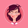 Profile Icon Female Emotion Avatar, Woman Cartoon Portrait Blowing Kiss Face Royalty Free Stock Photo