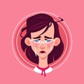 Profile Icon Female Emotion Avatar, Woman Cartoon Portrait Crying Face