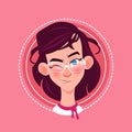 Profile Icon Female Emotion Avatar, Woman Cartoon Portrait Happy Smiling Face Winking Royalty Free Stock Photo