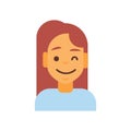 Profile Icon Female Emotion Avatar, Woman Cartoon Portrait Happy Smiling Face Winking Royalty Free Stock Photo