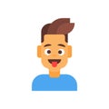 Profile Icon Male Emotion Avatar, Man Cartoon Portrait Happy Smiling Face Foolish