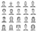 Profile icons. Male and female head silhouettes avatar, user icons, people portraits. Vector set Royalty Free Stock Photo