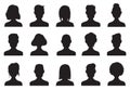 Profile icons silhouettes. Anonymous people face silhouette, woman and man head avatar icon. Chat male or female images Royalty Free Stock Photo