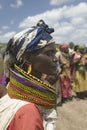A profile of a Kenyan woman with beads at the Pepo La Tumaini Jangwani, HIV/AIDS Community Rehabilitation Program, Orphanage &