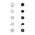 Profile, Like, Comment, and Share. Icon Set of Social Media Inspired By Tiktok