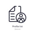 profile list outline icon. isolated line vector illustration from general collection. editable thin stroke profile list icon on