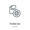 Profile list outline vector icon. Thin line black profile list icon, flat vector simple element illustration from editable general