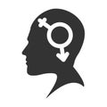 Profile of a male head with a symbol bigender