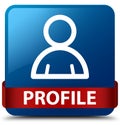 Profile (member icon) blue square button red ribbon in middle