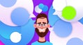 Profile new idea chat support over bubbles backgroung male emotion avatar, man cartoon icon portrait smile beard face