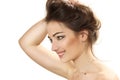 Profile of the nice young smiling woman Royalty Free Stock Photo