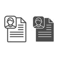 Profile paper line and glyph icon. Medical file vector illustration isolated on white. Patient document outline style