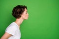 Profile photo of attractive cute lady wavy bobbed hairdo sending air kisses empty space flirty eyes closed wear casual Royalty Free Stock Photo