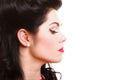 Profile, pin-up girl make-up and vintage hairstyle Royalty Free Stock Photo