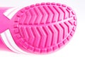 Profile of pink rubber sole of summer shoes