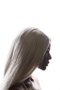 Profile portrait of African American young woman with long blond hair. Mock-up. Royalty Free Stock Photo