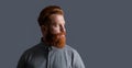 Profile portrait of bearded man. Irish man with beard and mustache. Unshaven man with serious face Royalty Free Stock Photo
