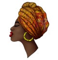 Profile portrait of beautiful young african woman orange Royalty Free Stock Photo